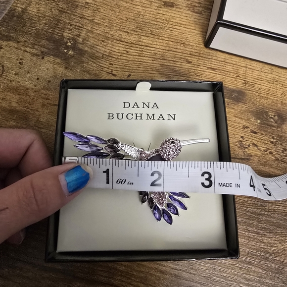 New In Box Dana Buchman Purple Hummingbird Brooch - Picture 3 of 6